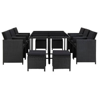 11 Piece Outdoor Dining Set with Cushions Poly Rattan Black Kings Warehouse 