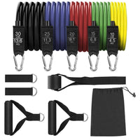 11 Piece Resistance Tube Bands Exercise Workout Bands Set Stackable With Handles & Bag Kings Warehouse 