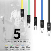 11 Piece Resistance Tube Bands Exercise Workout Bands Set Stackable With Handles & Bag Kings Warehouse 