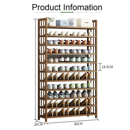 11 Tier Tower Bamboo Wooden Shoe Rack Corner Shelf Stand Storage Organizer Furniture Kings Warehouse 