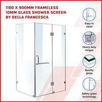 1100 x 900mm Frameless 10mm Glass Shower Screen By Della Francesca Kings Warehouse 