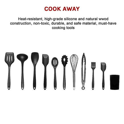 11pcs Kitchen Utensil Set Silicone Heat-Resistant Non-Stick Kitchen Utensils kit Home & Garden Kings Warehouse 