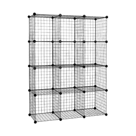 12 Cube Wire Grid Organiser Bookcase Storage Cabinet Wardrobe Closet Black Furniture Kings Warehouse