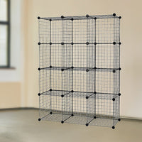 12 Cube Wire Grid Organiser Bookcase Storage Cabinet Wardrobe Closet Black Furniture Kings Warehouse 