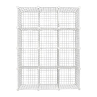 12 Cube Wire Grid Organiser Bookcase Storage Cabinet Wardrobe Closet White Furniture Kings Warehouse 