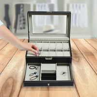 12 Grids Watch Display Case Leather jewellery Storage Box Organiser Lock Key Home & Garden Kings Warehouse 