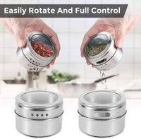 12 pcs Magnetic Spice Jars Containers Spice Tins Wall Mounted Stainless Steel Base New Home & Garden Kings Warehouse 