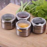 12 pcs Magnetic Spice Jars Containers Spice Tins Wall Mounted Stainless Steel Base New Home & Garden Kings Warehouse 