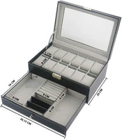 12 Slot PU Leather Lockable Watch and Jewelry Storage Boxes (Black) Kings Warehouse 