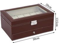 12 Slot PU Leather Lockable Watch and Jewelry Storage Boxes (Brown) Kings Warehouse 