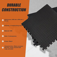 12 Tiles EVA Rubber Foam Gym Mat 60cm x 60cm 2.5cm Fitness Flooring Sports & Fitness Kings Warehouse 