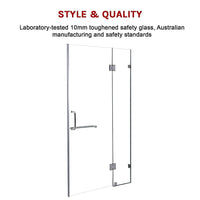120 x 200cm Wall to Wall Frameless Shower Screen 10mm Glass By Della Francesca Kings Warehouse 