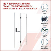 120 x 200cm Wall to Wall Frameless Shower Screen 10mm Glass By Della Francesca Kings Warehouse 