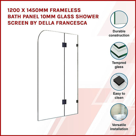 1200 x 1450mm Frameless Bath Panel 10mm Glass Shower Screen By Della Francesca Furniture Kings Warehouse 