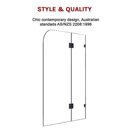 1200 x 1450mm Frameless Bath Panel 10mm Glass Shower Screen By Della Francesca Furniture Kings Warehouse 