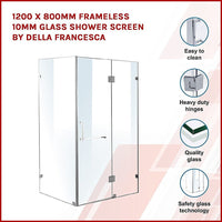 1200 x 800mm Frameless 10mm Glass Shower Screen By Della Francesca Kings Warehouse 