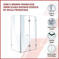 1200 x 900mm Frameless 10mm Glass Shower Screen By Della Francesca Kings Warehouse 