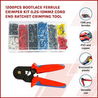 1200Pcs Bootlace Ferrule Crimper kit 0.25-10mm2 Cord End Ratchet Crimping Tool Kings Warehouse 