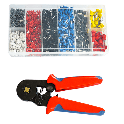 1200Pcs Bootlace Ferrule Crimper kit 0.25-10mm2 Cord End Ratchet Crimping Tool Tools Kings Warehouse 