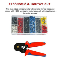 1200Pcs Bootlace Ferrule Crimper kit 0.25-10mm2 Cord End Ratchet Crimping Tool Tools Kings Warehouse 