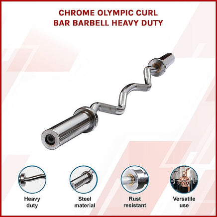 120cm Chrome Olympic EZ Curl Bar – Weightlifting Barbell for Home Gym Training Sports & Fitness Kings Warehouse 