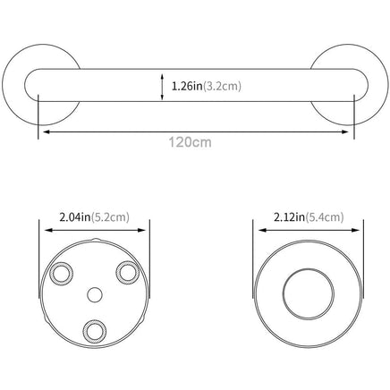 120cm Stainless Steel Handle for Shower Toilet Grab Bar Handle Bathroom Stairway Handrail Elderly Senior Assist Kings Warehouse 
