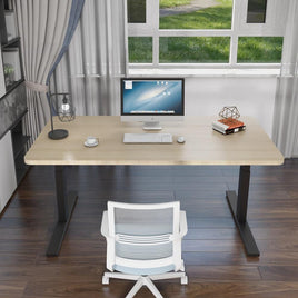 120cm Standing Desk Height Adjustable Sit Black Stand Motorised Black Single Motor Frame Birch Top Furniture Kings Warehouse 