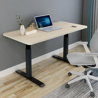 120cm Standing Desk Height Adjustable Sit Black Stand Motorised Black Single Motor Frame Birch Top Furniture Kings Warehouse 