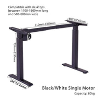 120cm Standing Desk Height Adjustable Sit Black Stand Motorised Black Single Motor Frame Birch Top Furniture Kings Warehouse 