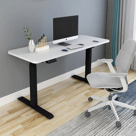 120cm Standing Desk Height Adjustable Sit Black Stand Motorised Black Single Motor Frame White Top Furniture Kings Warehouse 