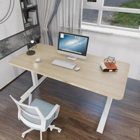 120cm Standing Desk Height Adjustable Sit Black Stand Motorised Dual Motors Frame Birch Top Furniture Kings Warehouse 