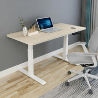 120cm Standing Desk Height Adjustable Sit Grey Stand Motorised Dual Motors Frame Birch Top Furniture Kings Warehouse 