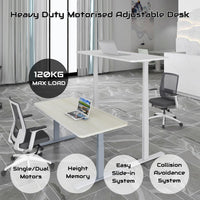 120cm Standing Desk Height Adjustable Sit White Stand Motorised Dual Motors Frame Black Top Furniture Kings Warehouse 