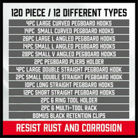 120Pc Pegboard Hooks Set Slat Wall Hanger Garage Organizer Shop Display Hanging Home & Garden Kings Warehouse 