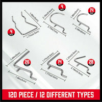 120Pc Pegboard Hooks Set Slat Wall Hanger Garage Organizer Shop Display Hanging Home & Garden Kings Warehouse 