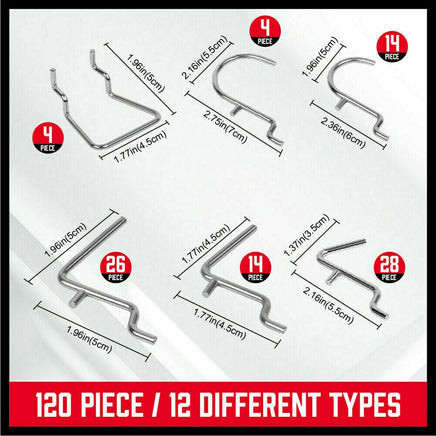 120Pc Pegboard Hooks Set Slat Wall Hanger Garage Organizer Shop Display Hanging Home & Garden Kings Warehouse 