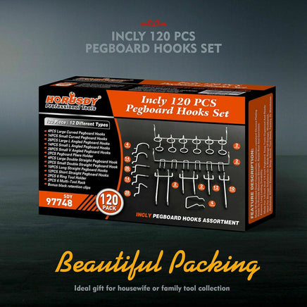 120Pc Pegboard Hooks Set Slat Wall Hanger Garage Organizer Shop Display Hanging Home & Garden Kings Warehouse 