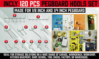 120Pc Pegboard Hooks Set Slat Wall Hanger Garage Organizer Shop Display Hanging Home & Garden Kings Warehouse 