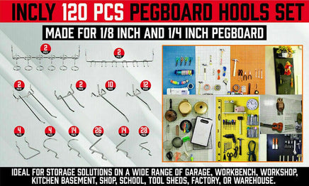 120Pc Pegboard Hooks Set Slat Wall Hanger Garage Organizer Shop Display Hanging Home & Garden Kings Warehouse 