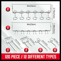 120Pc Pegboard Hooks Set Slat Wall Hanger Garage Organizer Shop Display Hanging Home & Garden Kings Warehouse 