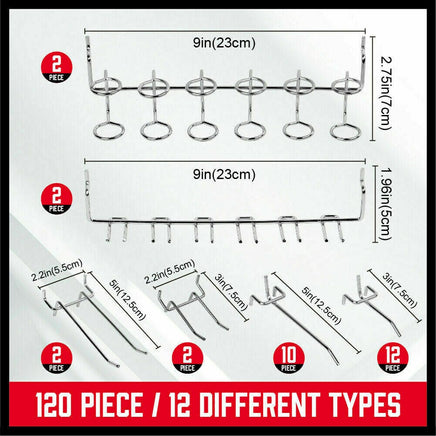 120Pc Pegboard Hooks Set Slat Wall Hanger Garage Organizer Shop Display Hanging Home & Garden Kings Warehouse 
