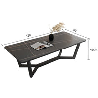 120x60cm Glossy White Minimalist Slate Coffee Table Marble Tea Table Living Room Rectangle Cocktail Side Table Solid Metal Legs Furniture Kings Warehouse 