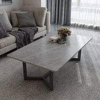 120x60cm Glossy White Minimalist Slate Coffee Table Marble Tea Table Living Room Rectangle Cocktail Side Table Solid Metal Legs Furniture Kings Warehouse 