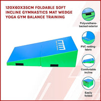 120x60x35cm Foldable Soft Incline Gymnastics Mat Wedge Yoga Gym Balance Training Kings Warehouse 