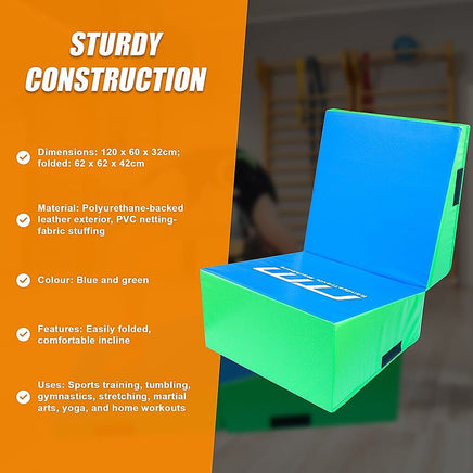 120x60x35cm Foldable Soft Incline Gymnastics Mat Wedge Yoga Gym Balance Training Sports & Fitness Kings Warehouse 