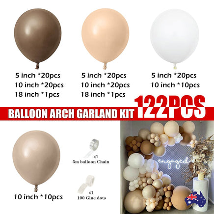 122X Coffee Balloon Arch Garland Kit Set Baby Shower Wedding Birthday Party Decor Kings Warehouse 