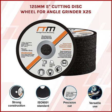 125mm 5" Cutting Disc Wheel for Angle Grinder x25 Tools Kings Warehouse 