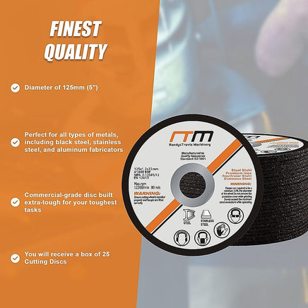 125mm 5" Cutting Disc Wheel for Angle Grinder x25 Tools Kings Warehouse 