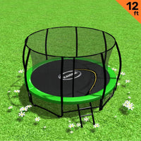 12ft Trampoline Free Ladder Spring Mat Net Safety Pad Cover Round Enclosure Green Sports & Fitness Kings Warehouse 