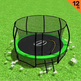 12ft Trampoline Free Ladder Spring Mat Net Safety Pad Cover Round Enclosure Green Sports & Fitness Kings Warehouse 